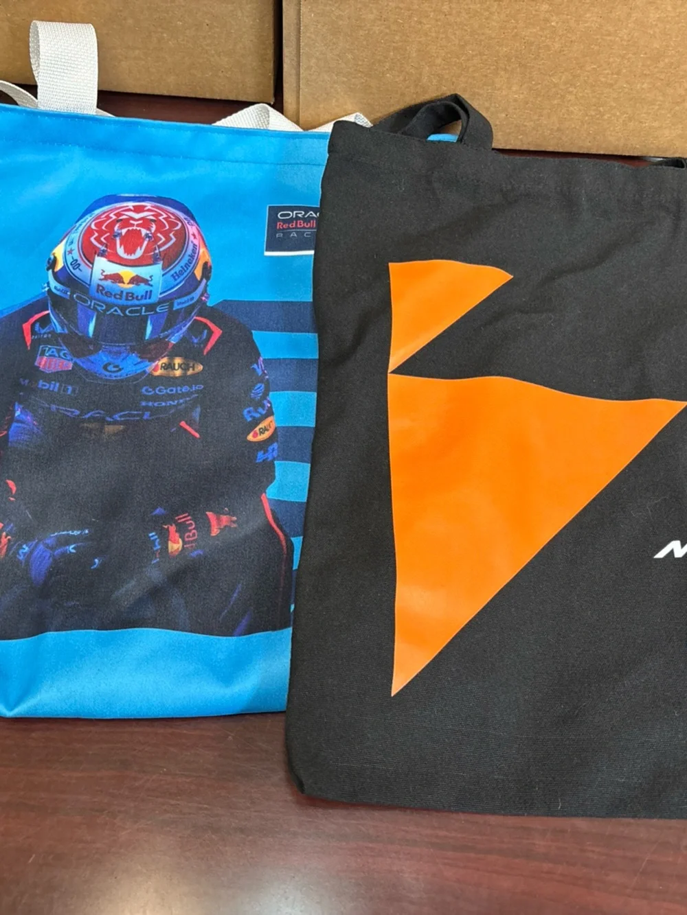 Oracle Red Bull F1 McLaren Racing Max Verstappen AT&T canvas bag Totes 17
